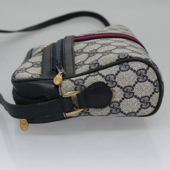 GUCCI GG Supreme Sherry Line Shoulder Bag Pvc Leather Navy Red - Picture 5 of 16